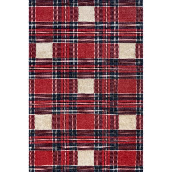 nuloom Leena High-Low Checkered Plaid Area Rug Red