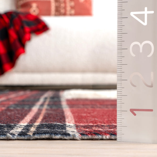 Nuloom Leena High-Low Checkered Plaid Area Rug Red
