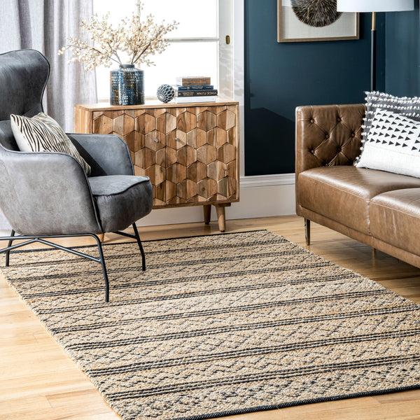 Nuloom Liberty Jute Geometric Stripes Natural