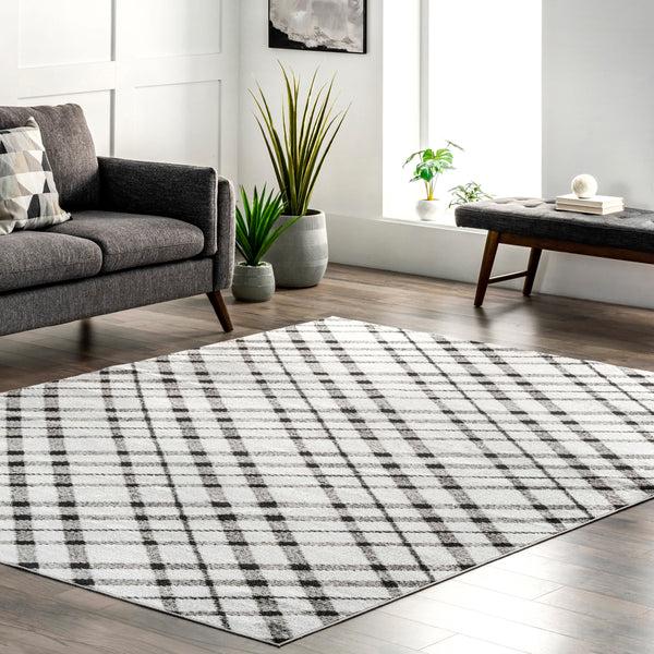 Nuloom Linda Plaid Washable Area Rug Gray