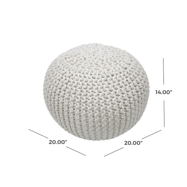 Nuloom Ling Round Knit Filled Ottoman Pouf Navy