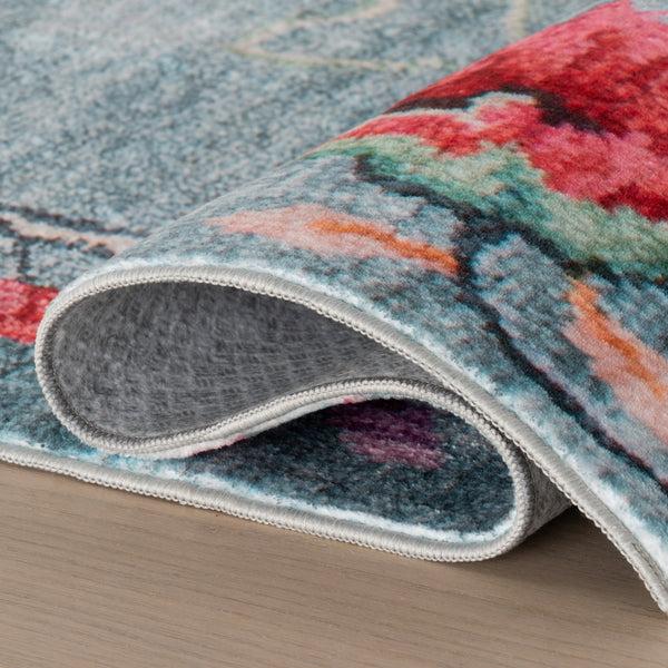 Nuloom Nuloom Liorena Traditional Floral Washable Rug Blue