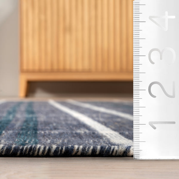 Nuloom Loretta Plaid Wool Fringe Area Rug Blue