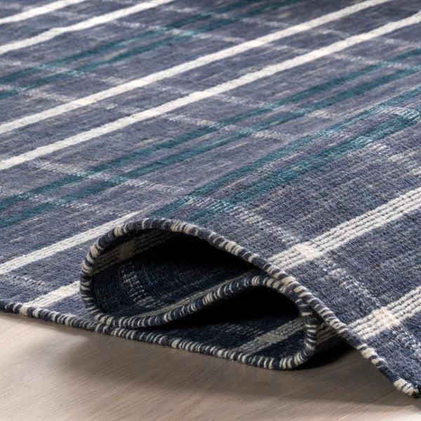 Nuloom Loretta Plaid Wool Fringe Area Rug Blue