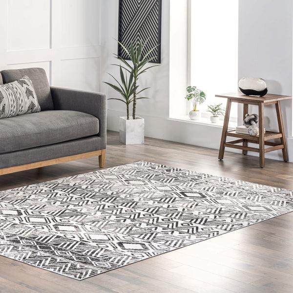 Nuloom Lucci Machine Washable Aztec Area Rug Grey