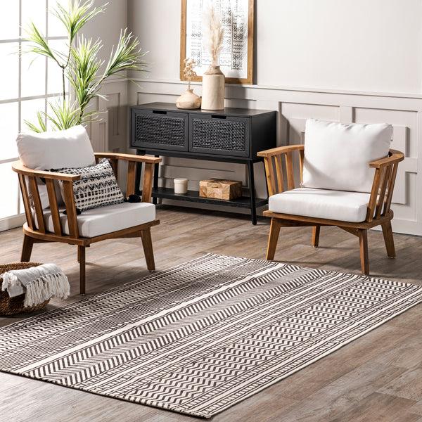 Nuloom Lydie Bohemian Banded Cotton Area Rug Brown