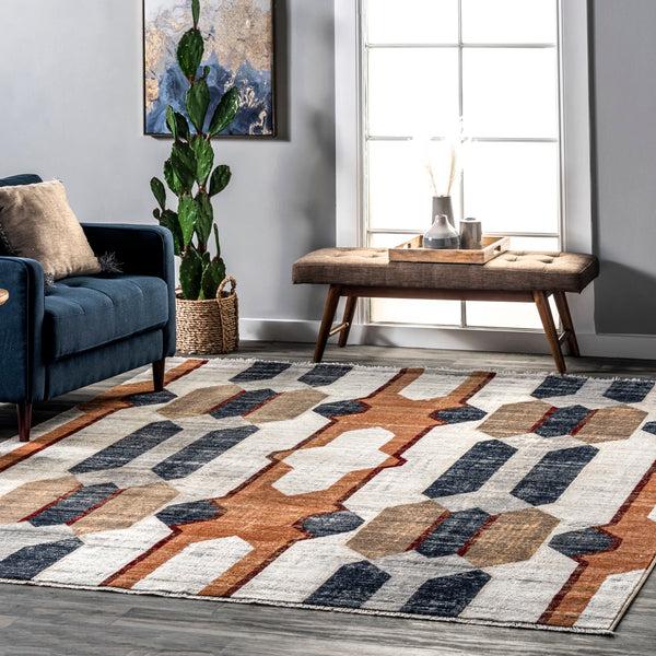 Nuloom Marita Distressed Geometric Area Rug Beige