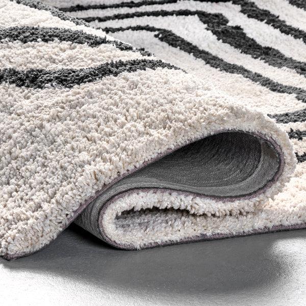 Nuloom Mica Abstract Circles Shag Area Rug Ivory