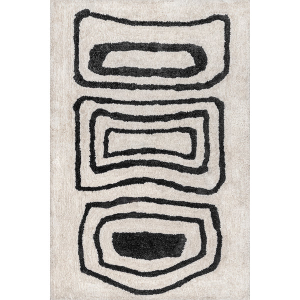 nuloom Mica Abstract Circles Shag Area Rug Ivory