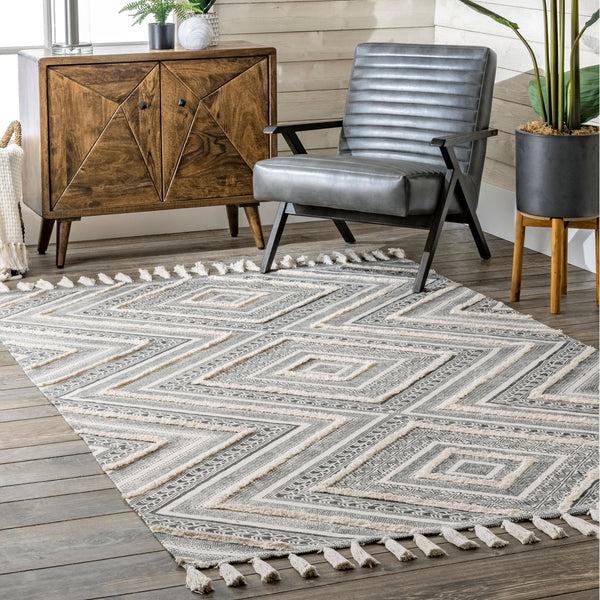 Nuloom Nichola Greek Eye Trellis Grey