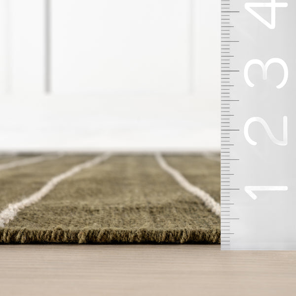 Nuloom Nightwalk Striped Wool Area Rug Olive Green
