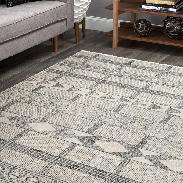 Nuloom Noelle Tribal Cross Striped Area Rug Grey