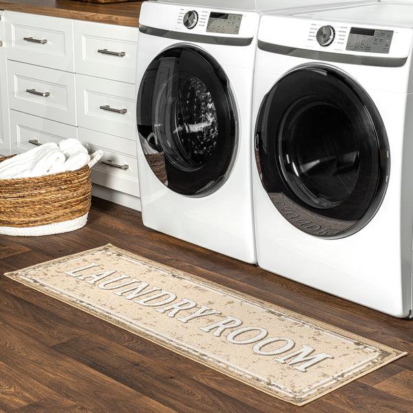 Nuloom Novelty Machine Washable Laundry Mat Beige