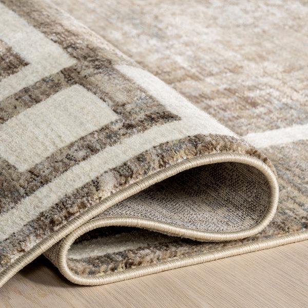 Nuloom Olvera Geometric Bordered Area Rug Beige