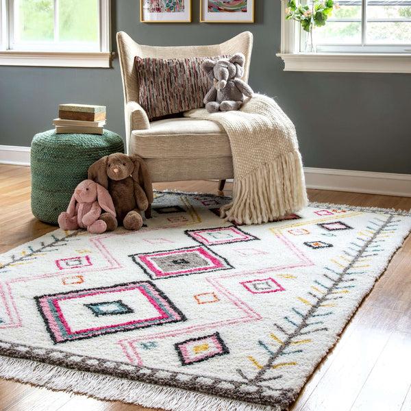 Nuloom Paloma Tribal Shaggy Pink Multi