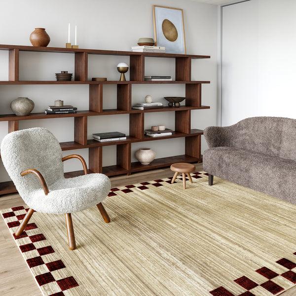 Nuloom Pompeii Checked Border Area Rug Red