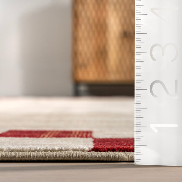 Nuloom Pompeii Checked Border Area Rug Red