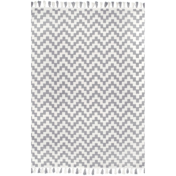 nuloom Priya Chevron Cotton Tassel Area Rug Grey