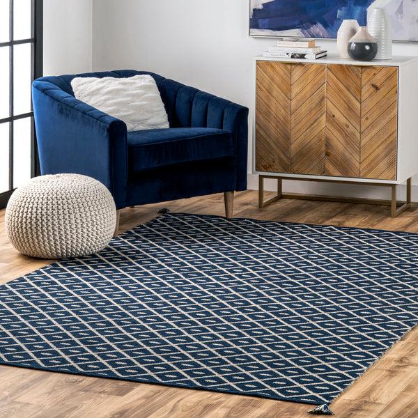 Nuloom Quinn Flatweave Corner Tassel Area Rug Blue