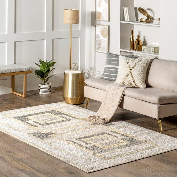 Nuloom Rey Transitional Geometric Area Rug Beige