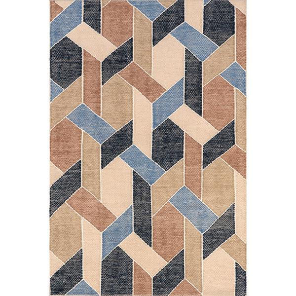nuloom Rhea Abstract Geometric Coton Area Rug Blue