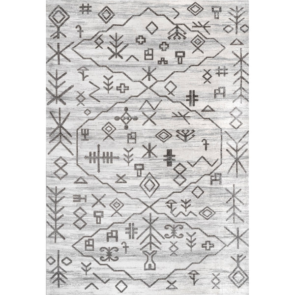 nuloom Rhonda Washable Symbolism Area Rug Gray