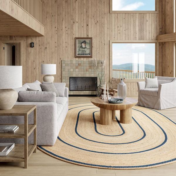 Nuloom Ripplewood Oval Jute Area Rug Navy