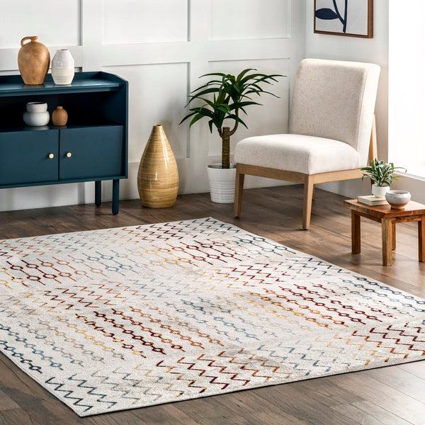 Nuloom Roma Machine Washable Tribal Area Rug Beige