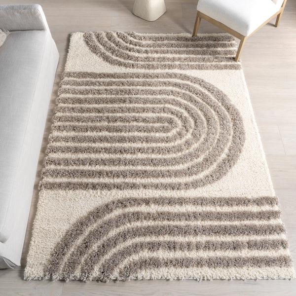 Nuloom Rose Modern Geometric Shag Area Rug Beige