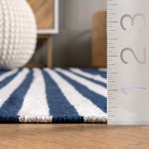 Nuloom Rowen Striped Cotton Tassel Area Rug Blue