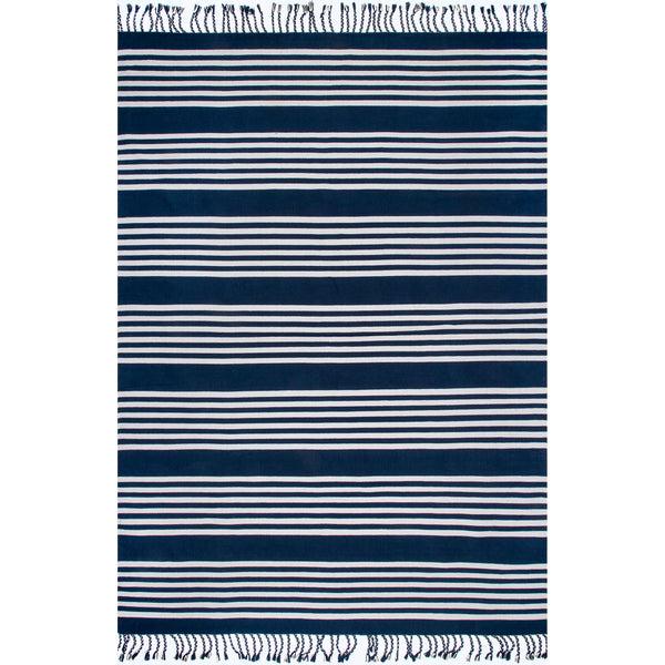 nuloom Rowen Striped Cotton Tassel Area Rug Blue