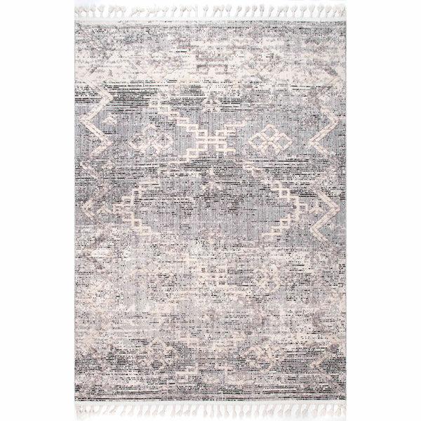 nuloom Roxy Textured Diamond Tassel Area Rug Grey