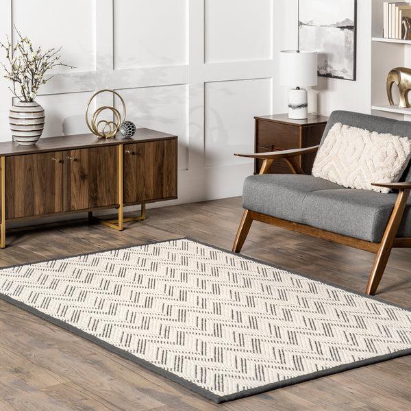 Nuloom Rozi Chevron Wool And Sisal Area Rug Gray