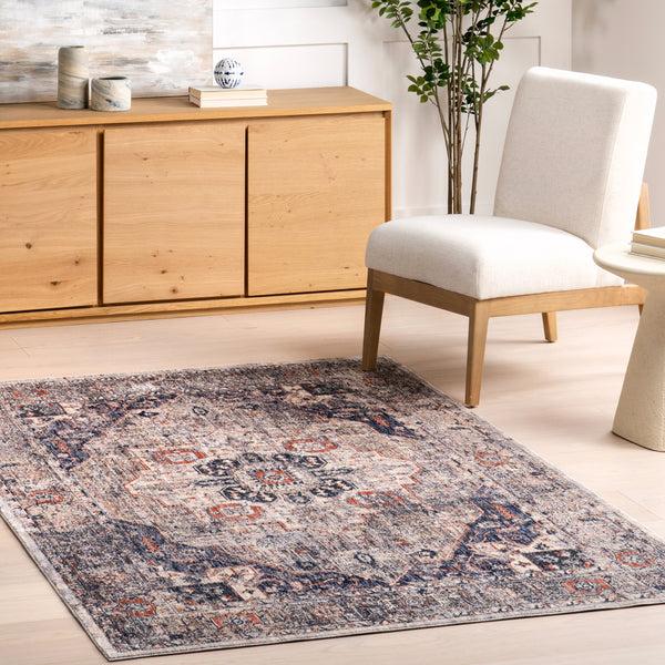 Nuloom Saffron Traditional Medallion Area Rug Navy