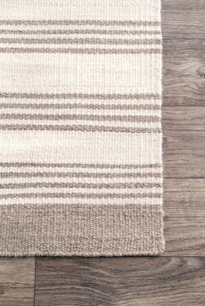 Nuloom Sage Striped Wool-Blend Area Rug Beige