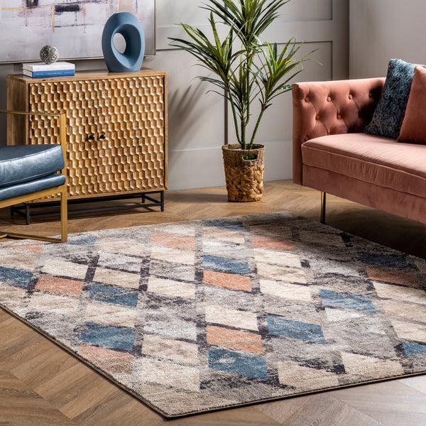 Nuloom Saoirse Distressed Trellis Area Rug Blue