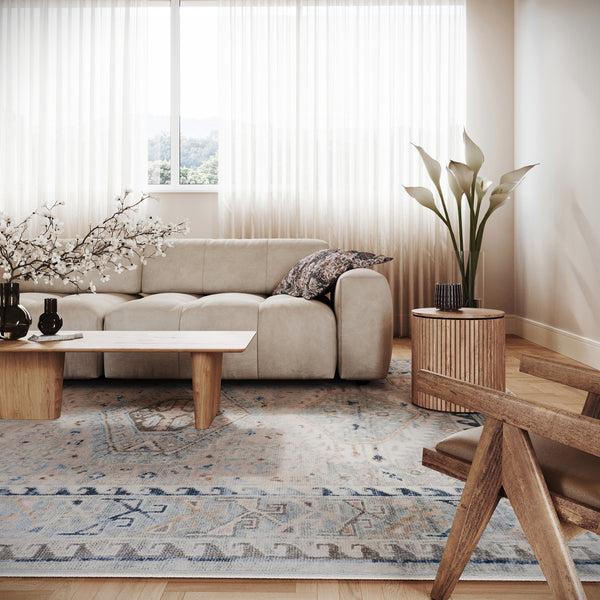 Nuloom Nuloom Seraphyne Bordered Medallion Washable Rug Blue