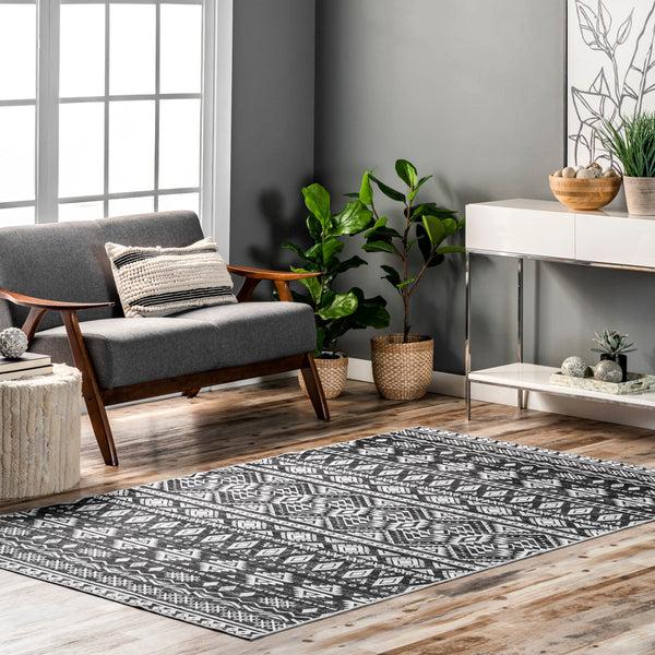 Nuloom Shelby Washable Graphic Area Rug Charcoal