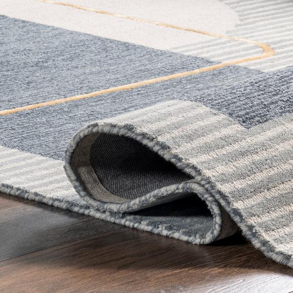 Nuloom Shelley Abstract Striped Wool Area Rug Blue