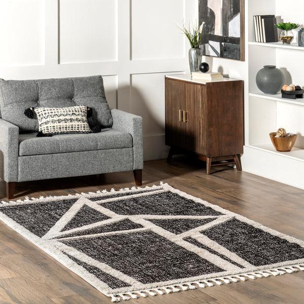 Nuloom Shelli Abstract Tasseled Area Rug Gray