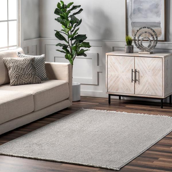 Nuloom Solid Casual Fringe Area Rug Light Gray