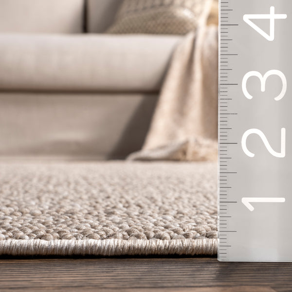 Nuloom Solid Farmhouse Fringe Area Rug Beige