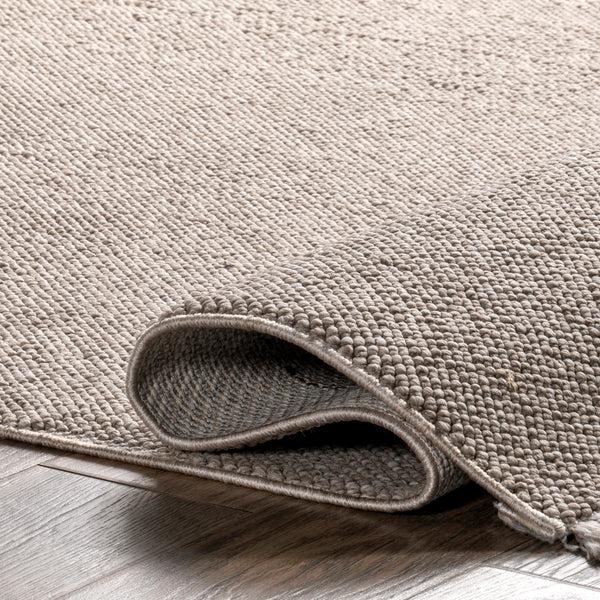 Nuloom Solid Farmhouse Fringe Area Rug Beige