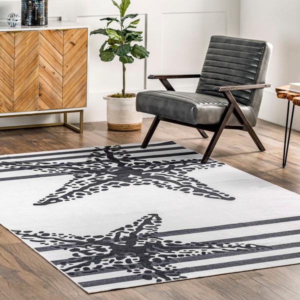 Nuloom Starfish Machine Washable Area Rug Gray
