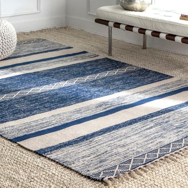 Nuloom Striped Fringe Angela Area Rug Blue