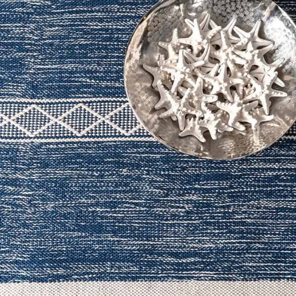 Nuloom Striped Fringe Angela Area Rug Blue