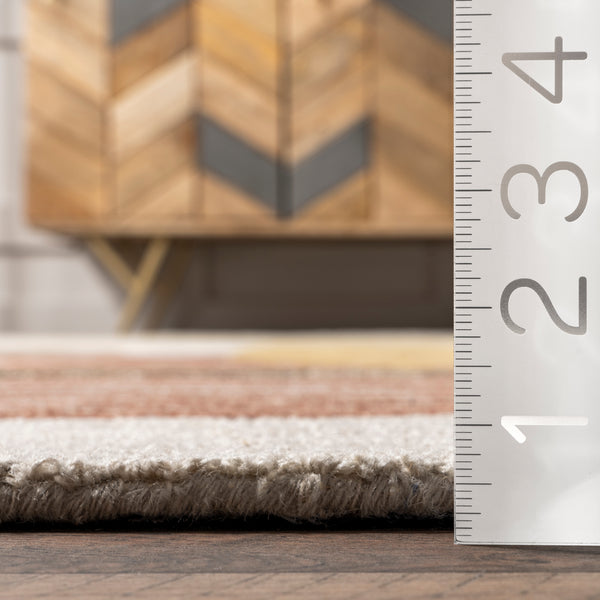 Nuloom Susie Geometric Striped Wool Area Rug Ivory