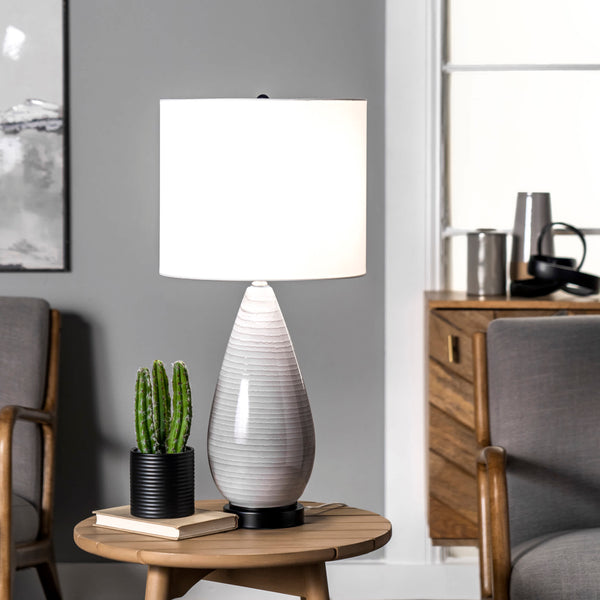 Nuloom Tempe 27" Glass & Metal Table Lamp Grey