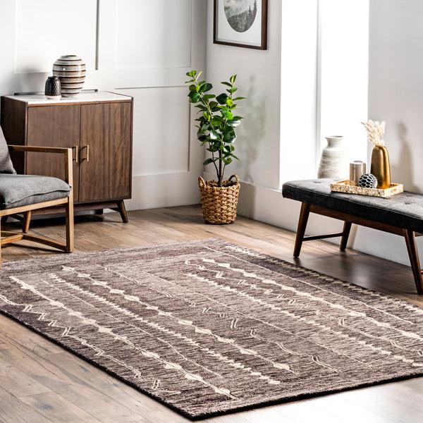 Nuloom Tera Tribal Striped Bohemian Area Rug Gray