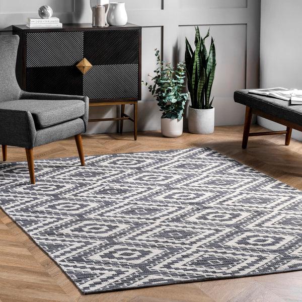 Nuloom Thea Geometric Aztec Cotton Area Rug Grey